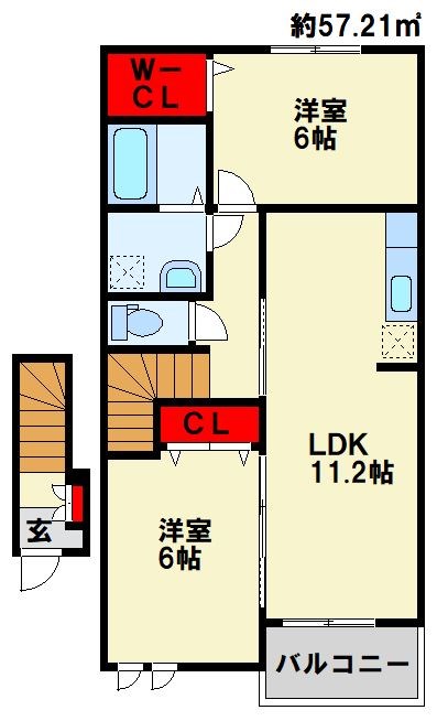 サンデリアーナII　B棟の間取り