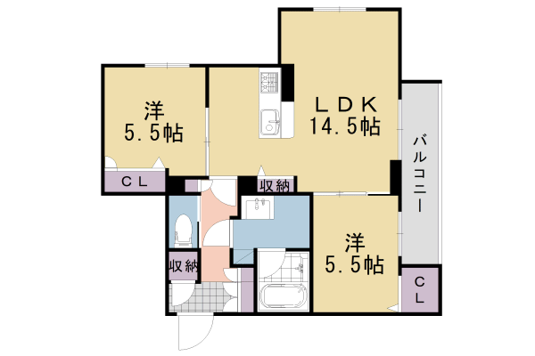 長岡京市勝竜寺のマンションの間取り