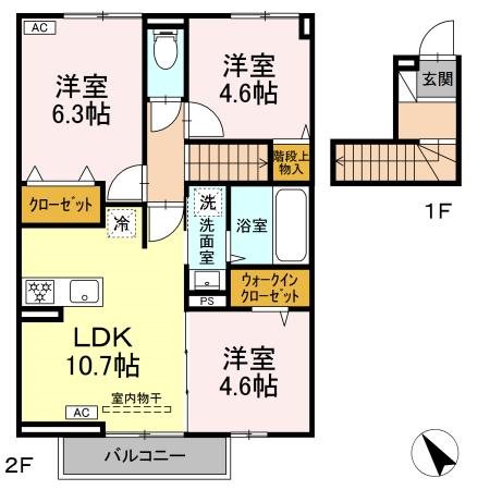 八王子市中野町のアパートの間取り