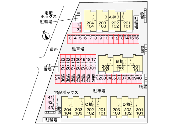 【松江市西浜佐陀町のアパートの駐車場】