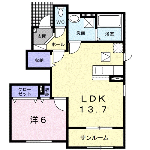 松江市西浜佐陀町のアパートの間取り