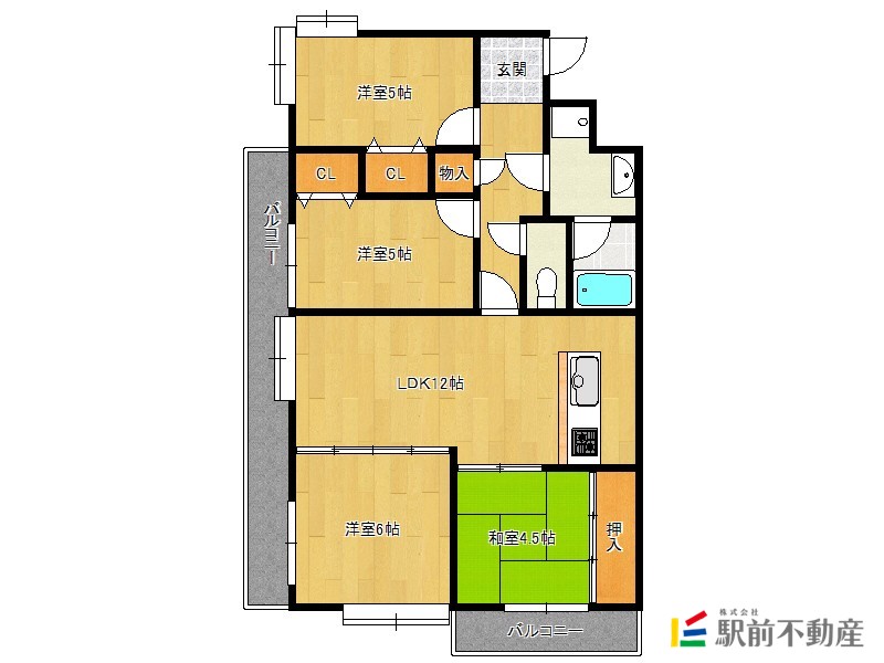 福岡市西区田尻のマンションの間取り