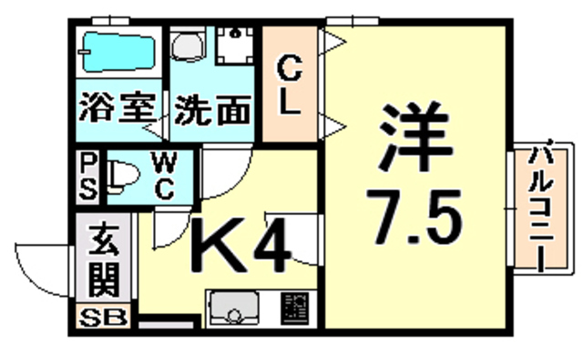 伊丹市梅ノ木のアパートの間取り