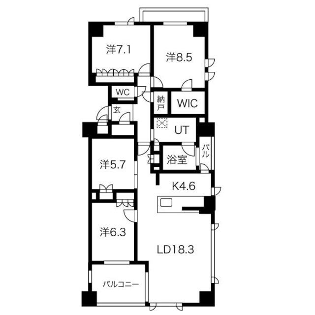 芦屋市朝日ケ丘町のマンションの間取り