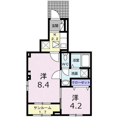 松山市南江戸のアパートの間取り