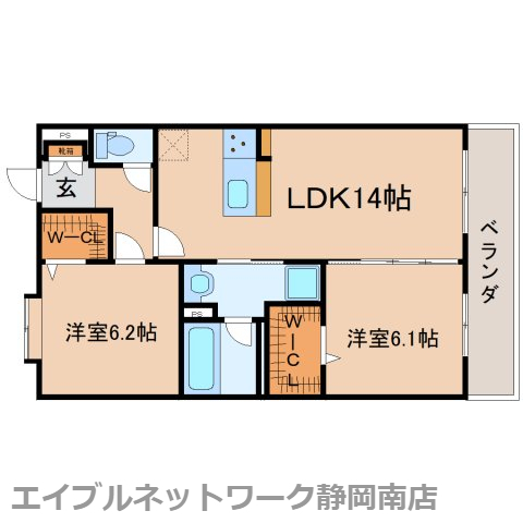 静岡市駿河区中原のマンションの間取り