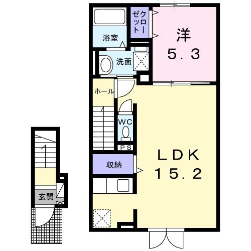 函館市中道のアパートの間取り