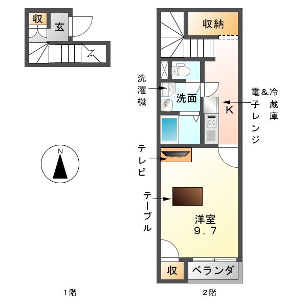 津島市東中地町のアパートの間取り