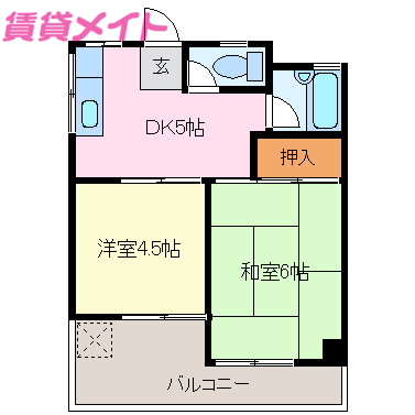 志摩市志摩町和具のマンションの間取り