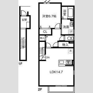 半田市有楽町のアパートの間取り