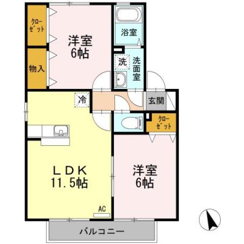 福山市新市町大字戸手のアパートの間取り