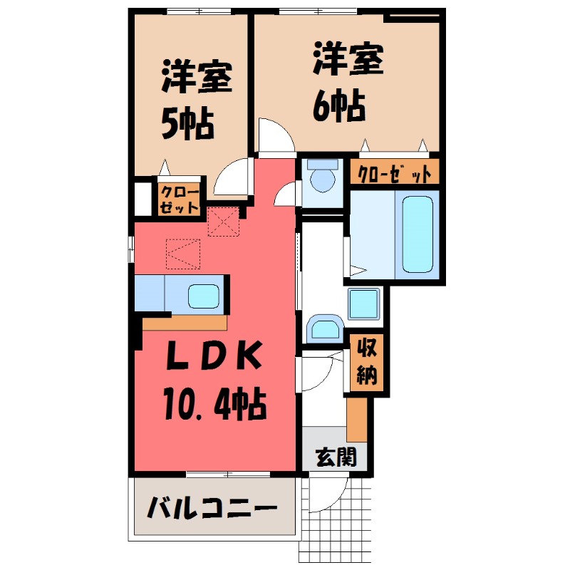 下都賀郡壬生町通町のアパートの間取り