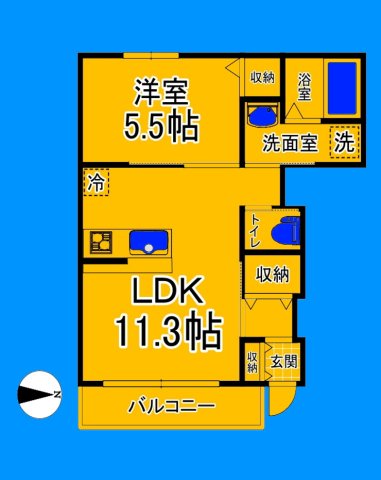 【大阪市住吉区南住吉のアパートの間取り】