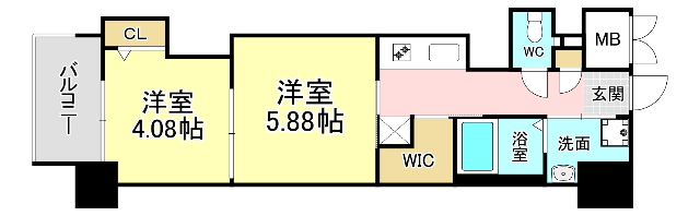 北九州市門司区高田のマンションの間取り