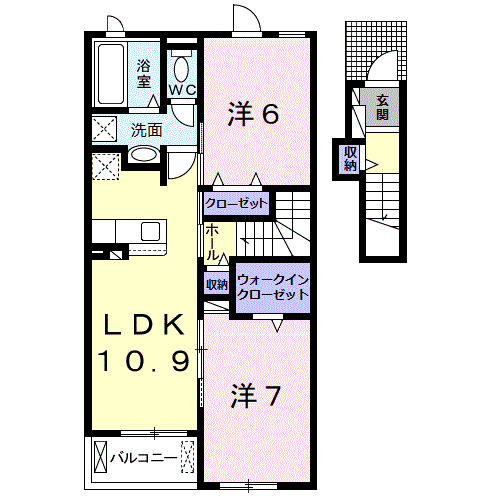 岩出市岡田のアパートの間取り