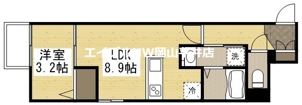 岡山市中区旭東町のマンションの間取り