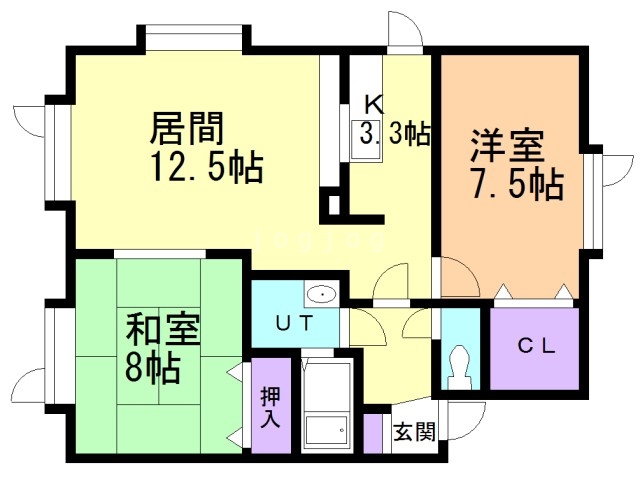 札幌市西区西野六条のアパートの間取り