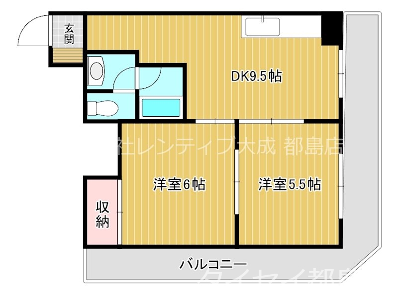 大阪市都島区内代町のマンションの間取り