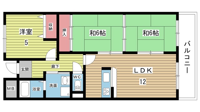大阪モノレール本線 少路駅 徒歩15分 4階建 築32年の間取り写真