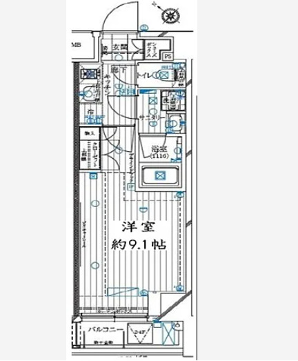 都営大江戸線 月島駅 徒歩4分 9階建 築4年の間取り写真
