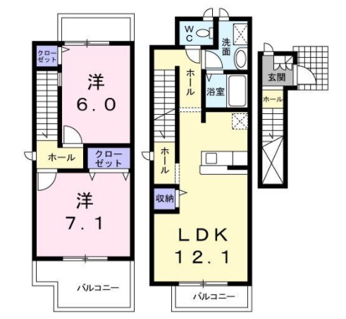 大府市長根町のアパートの間取り