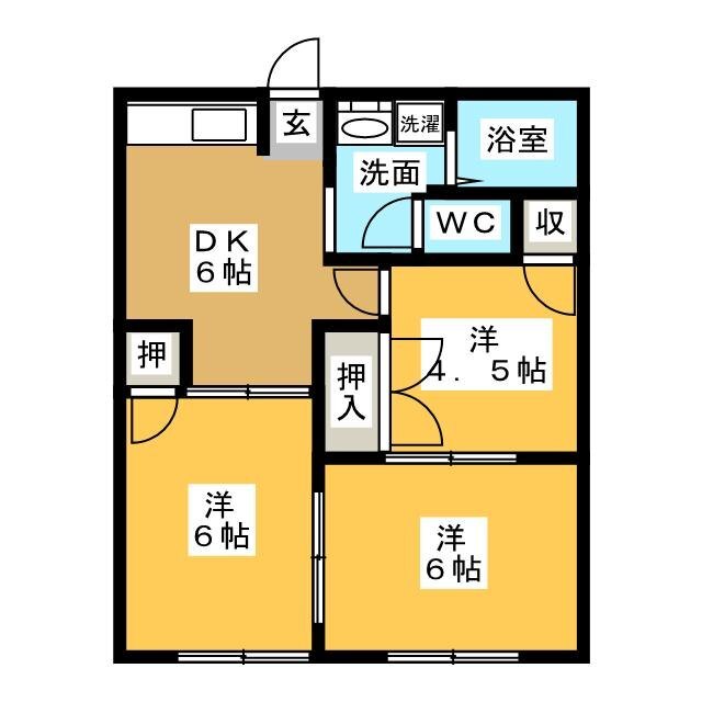 ロイヤルタマダ　Ａ棟の間取り