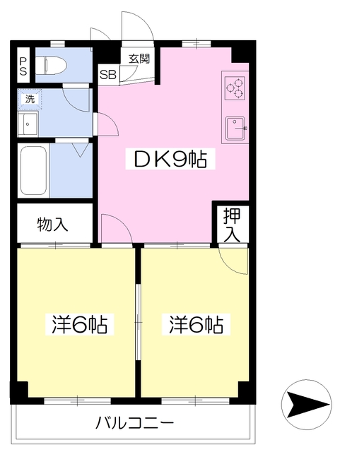 松山市古三津のマンションの間取り