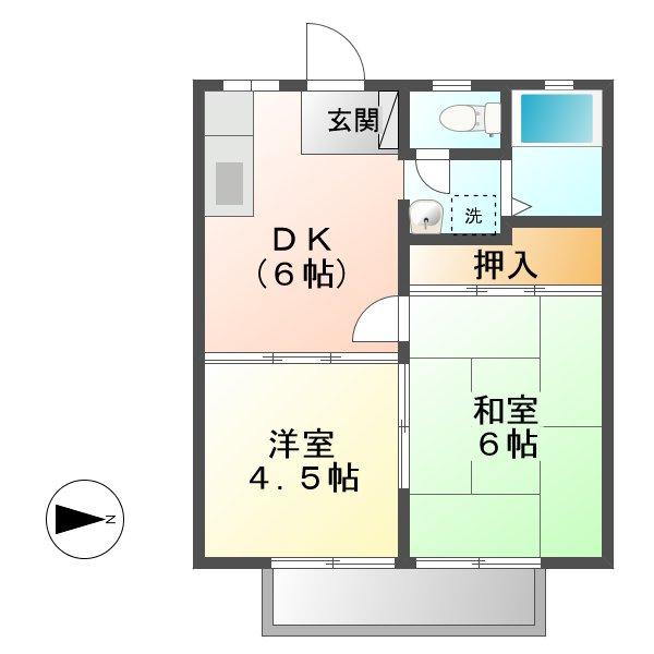 福山市本庄町中のアパートの間取り