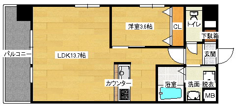 広島市南区西蟹屋のマンションの間取り