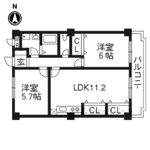 京都市伏見区羽束師志水町のマンションの間取り