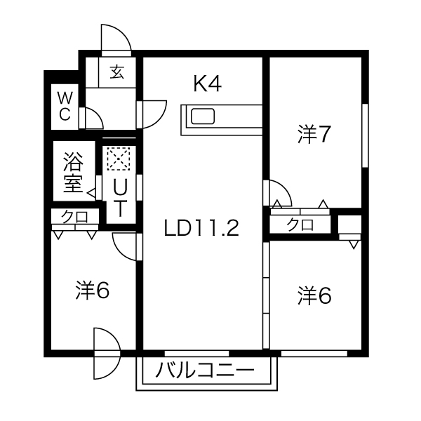 札幌市北区北二十六条西のマンションの間取り