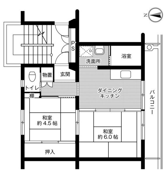 能代市能代町のマンションの間取り