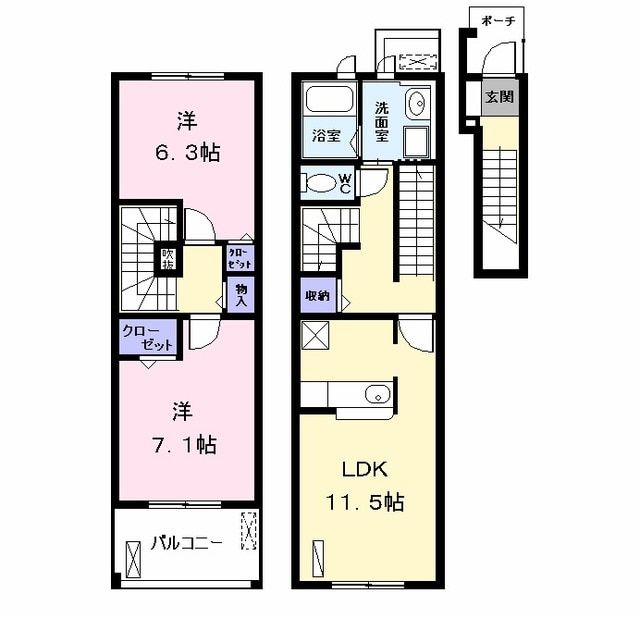 名古屋市港区春田野のアパートの間取り