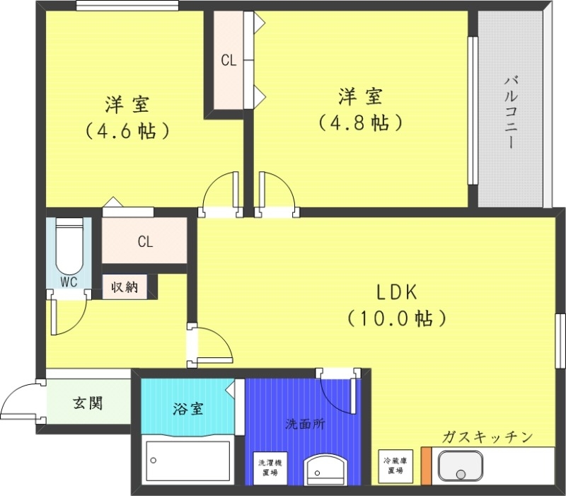 札幌市中央区南二十五条西のマンションの間取り