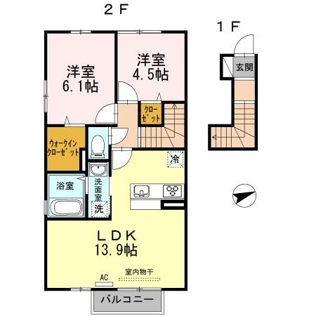 高松市香南町由佐のアパートの間取り