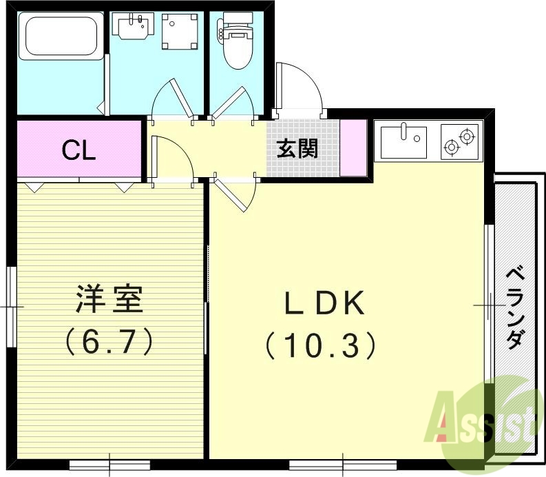 神戸市北区有野町唐櫃のアパートの間取り