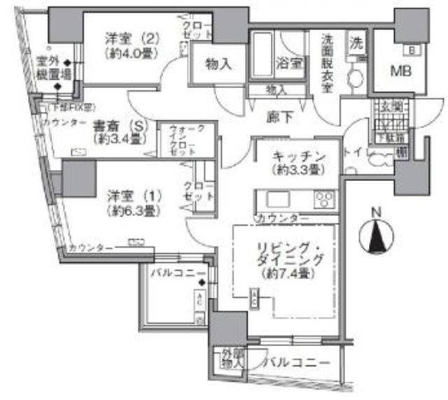 港区海岸のマンションの間取り