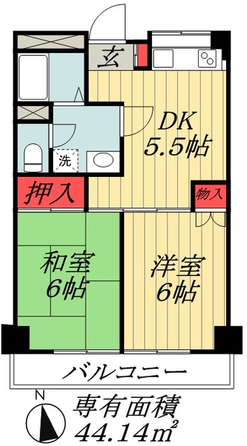 市川市北方のマンションの間取り