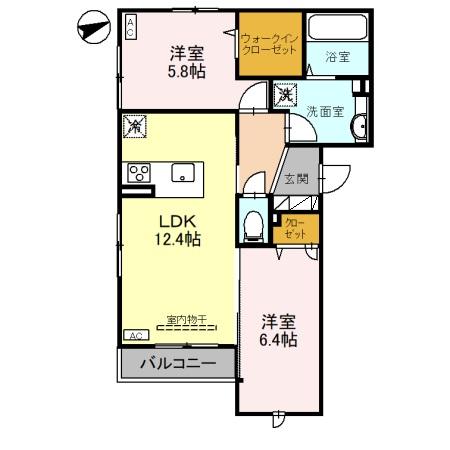 富山市奥井町のアパートの間取り