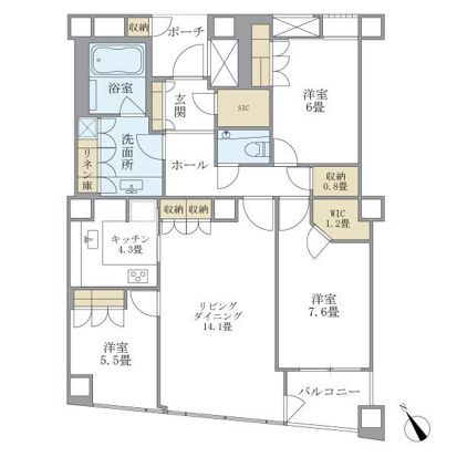 品川Ｖタワー　タワー棟の間取り