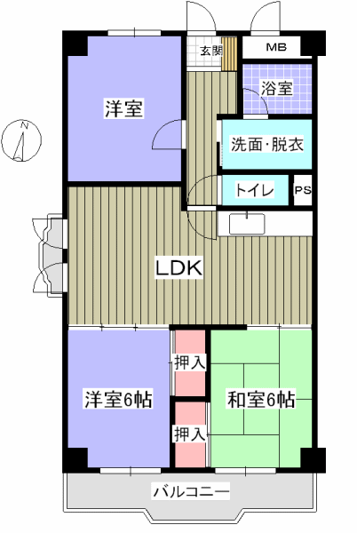 【広島市南区皆実町のマンションの間取り】