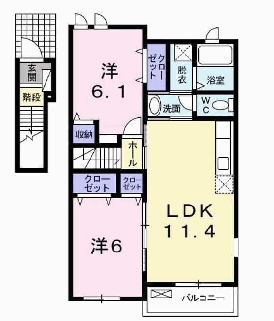 高砂市北浜町北脇のアパートの間取り