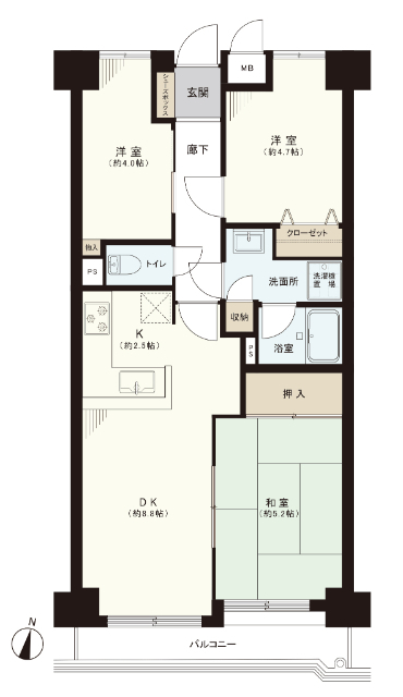 北区十条仲原のマンションの間取り