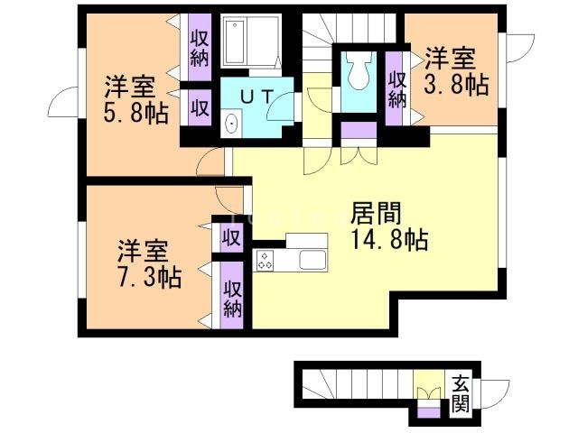 札幌市東区東苗穂三条のアパートの間取り