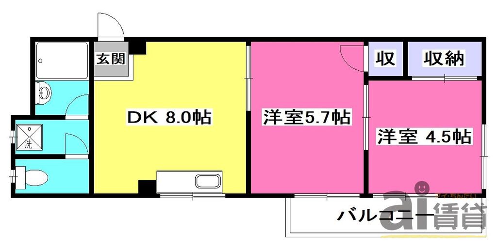 小平市美園町のマンションの間取り