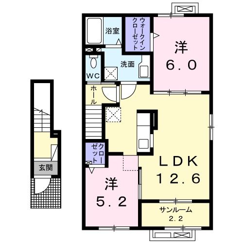 敦賀市金山のアパートの間取り