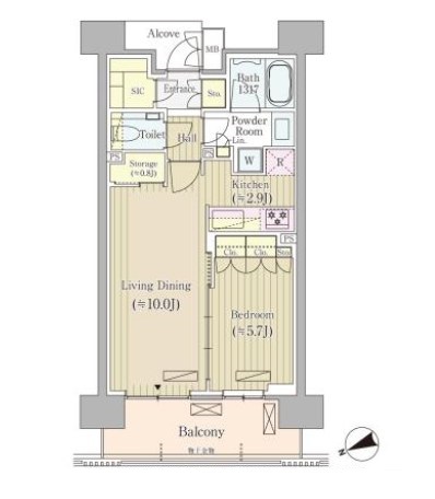 新宿区荒木町のマンションの間取り