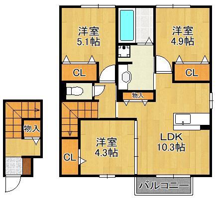 Ｄ－ｒｏｏｍ上二十町の間取り