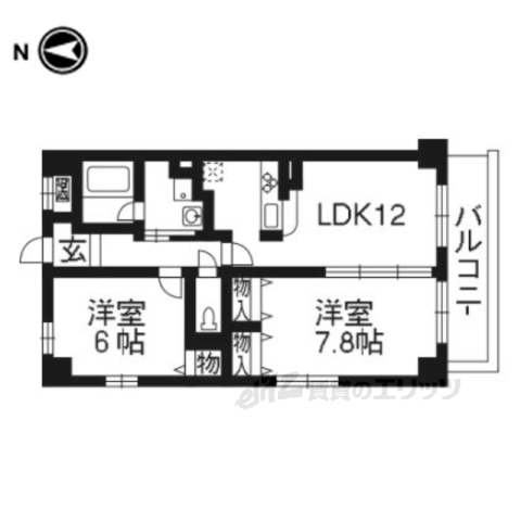 京都市上京区大猪熊町のマンションの間取り