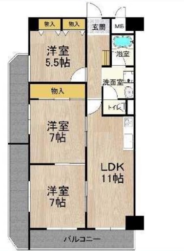 東大阪市横沼町のマンションの間取り